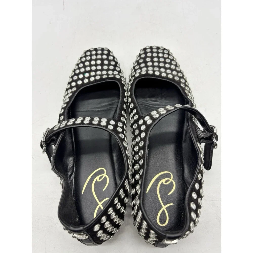 Sam Edelman Michaela Gem Mary Jane Flats Womens Size 8 Black Studded